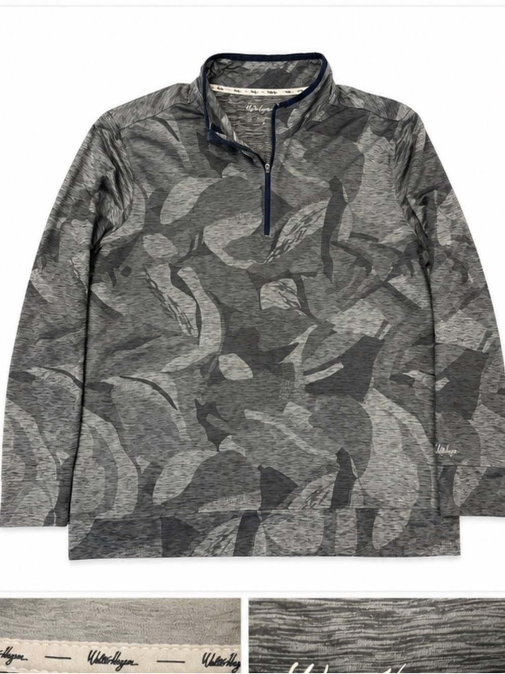 Walter Hagen Men's Gray Camo Quarter-Zip Pullover
